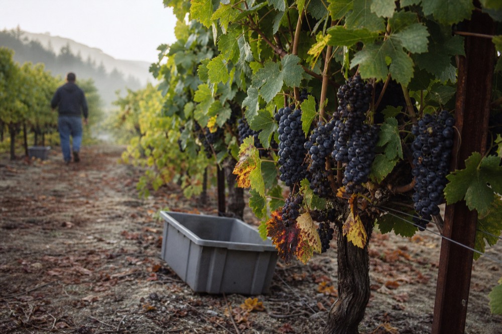 Grapes on the vine in early autumn in Sonoma County, no text, no logos, no people